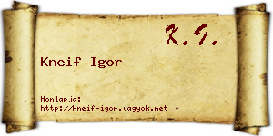 Kneif Igor névjegykártya